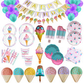 Vasaros teminiai užsiėmimai Ledų serija Vakarėlio dekoravimas Vienkartiniai stalo reikmenys Popieriniai lėkštės Puodeliai Gimtadienio kūdikio dušas Rinkti reikmenis