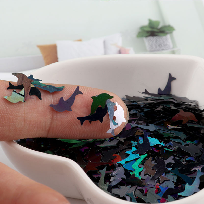 5*9mm Ultrathin Dolphin Sequins Nail Glitters Mini Paillettes Eo-Friendly PET Sequin Nagu dekorācijas manikīra materiāls 10g