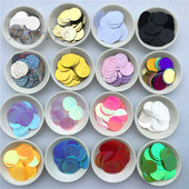 60gab. 25 mm lieli vizuļi ar 1 caurumu sānos pvc plakana apaļa vaļīga flitera Paillettes Šūšanas amatniecība DIY scrapbooking kulons
