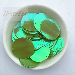 60gab. 25 mm lieli vizuļi ar 1 caurumu sānos pvc plakana apaļa vaļīga flitera Paillettes Šūšanas amatniecība DIY scrapbooking kulons