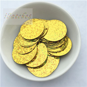 60gab. 25 mm lieli vizuļi ar 1 caurumu sānos pvc plakana apaļa vaļīga flitera Paillettes Šūšanas amatniecība DIY scrapbooking kulons