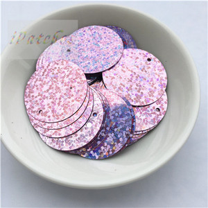 60gab. 25 mm lieli vizuļi ar 1 caurumu sānos pvc plakana apaļa vaļīga flitera Paillettes Šūšanas amatniecība DIY scrapbooking kulons