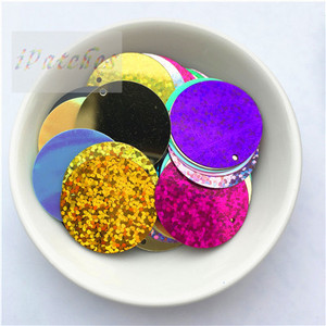 60gab. 25 mm lieli vizuļi ar 1 caurumu sānos pvc plakana apaļa vaļīga flitera Paillettes Šūšanas amatniecība DIY scrapbooking kulons