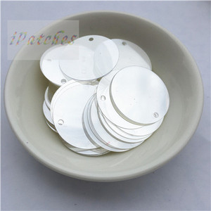 60gab. 25 mm lieli vizuļi ar 1 caurumu sānos pvc plakana apaļa vaļīga flitera Paillettes Šūšanas amatniecība DIY scrapbooking kulons