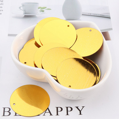 60gab. 25 mm lieli vizuļi ar 1 caurumu sānos pvc plakana apaļa vaļīga flitera Paillettes Šūšanas amatniecība DIY scrapbooking kulons