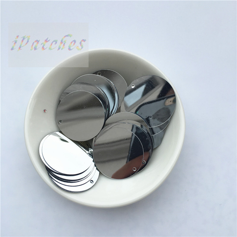 60gab. 25 mm lieli vizuļi ar 1 caurumu sānos pvc plakana apaļa vaļīga flitera Paillettes Šūšanas amatniecība DIY scrapbooking kulons