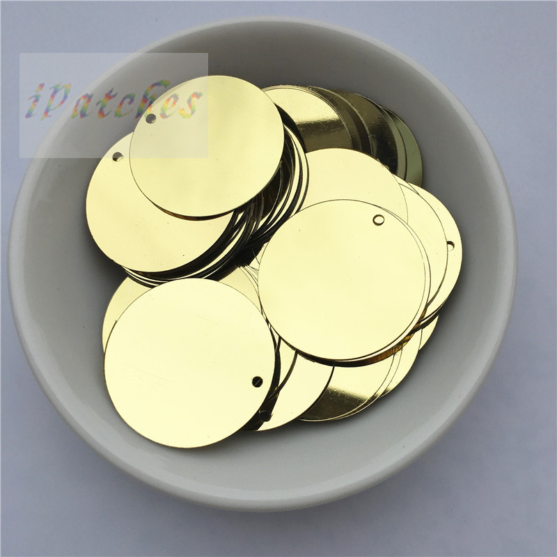 60gab. 25 mm lieli vizuļi ar 1 caurumu sānos pvc plakana apaļa vaļīga flitera Paillettes Šūšanas amatniecība DIY scrapbooking kulons