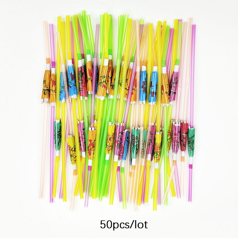 50Gb Tropu lietussargi Vienreizlietojamie Papīra Salmiņi Saulessargi Flamingo Salmiņi Sula Havajiešu Dzimšanas Dienas Kāzu Svinības Dekors