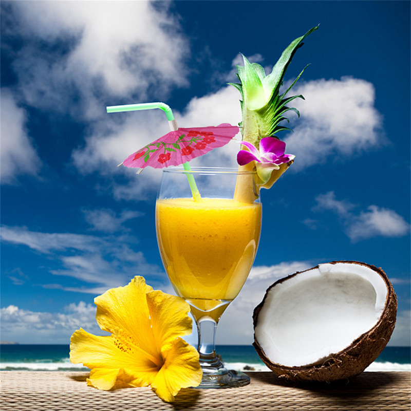 50Gb Tropu lietussargi Vienreizlietojamie Papīra Salmiņi Saulessargi Flamingo Salmiņi Sula Havajiešu Dzimšanas Dienas Kāzu Svinības Dekors