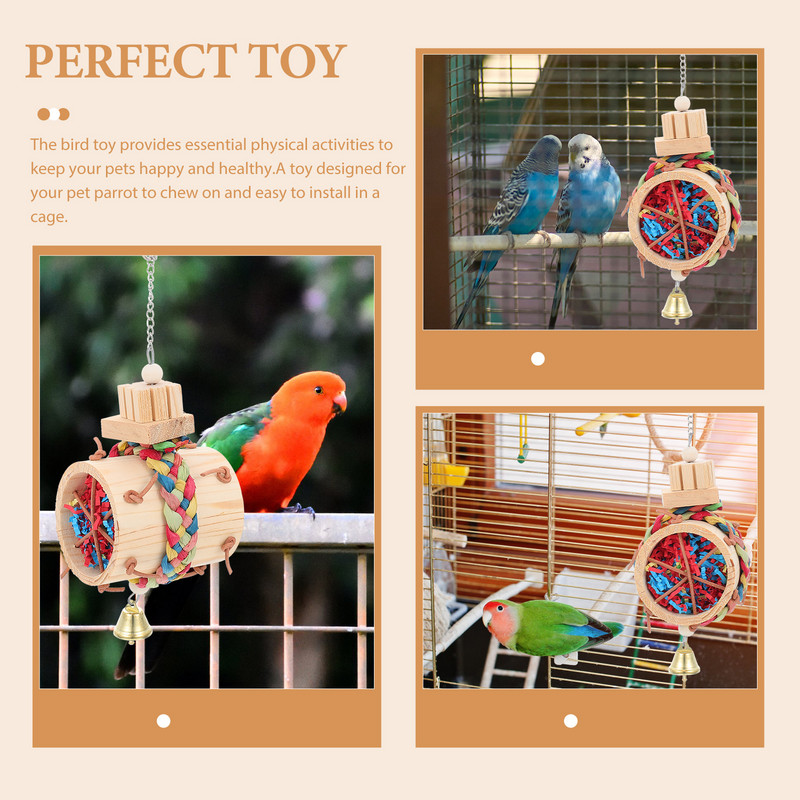 Papagailis grauž iesmus, pret kodieniem putnu rotaļlieta, papagailis, kož putnu būrī, piekārts dekors