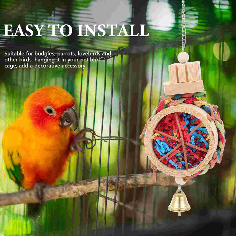 Papagailis grauž iesmus, pret kodieniem putnu rotaļlieta, papagailis, kož putnu būrī, piekārts dekors