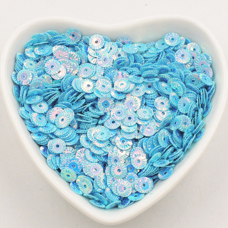 10g/iepakojumā 6mm Saules zieds, apaļš plakans, reljefs sequins PVC Paillette Art sequin DIY šūšana kāzu amatniecība Lentejuelas aksesuāri