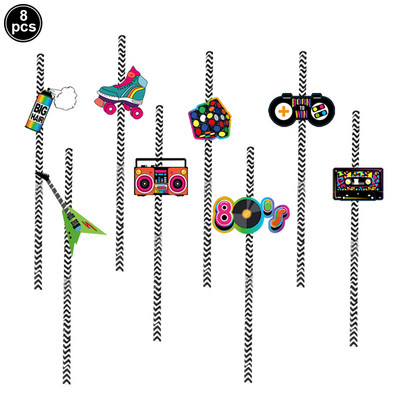 80. gadu 90. gadu ballīšu galda piederumu komplekts 1980. gadu dzimšanas dienas hiphopa ballīšu galda dekorācijas piederumi Atpakaļ uz 80. gadiem Papīra šķīvji Salvetes Dakša