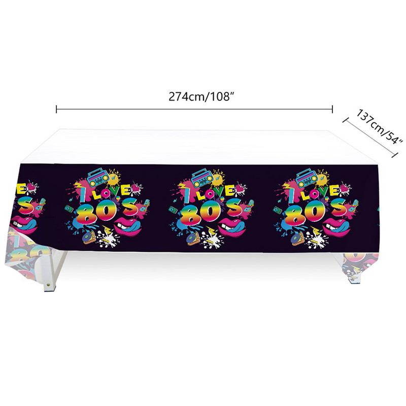 80. gadu 90. gadu ballīšu galda piederumu komplekts 1980. gadu dzimšanas dienas hiphopa ballīšu galda dekorācijas piederumi Atpakaļ uz 80. gadiem Papīra šķīvji Salvetes Dakša