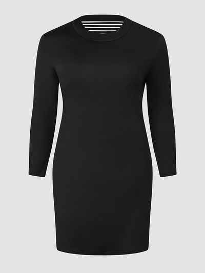 Finjani Liela izmēra sieviešu kleitas Izgrieztas, svītrainas melnas kleitas ar garām piedurknēm Elegantas Bodycon kleitas