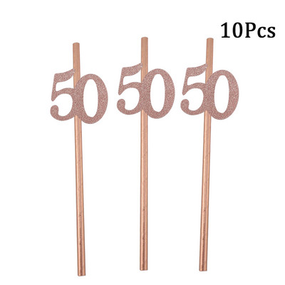 1 maisiņš Zelta svītru papīra salmiņi 30. numurs 40. 50. 60. vērtnes glāzes pieaugušajiem, daudz laimes dzimšanas dienā dzērienu salmiņi balonu ballītes dekorācija