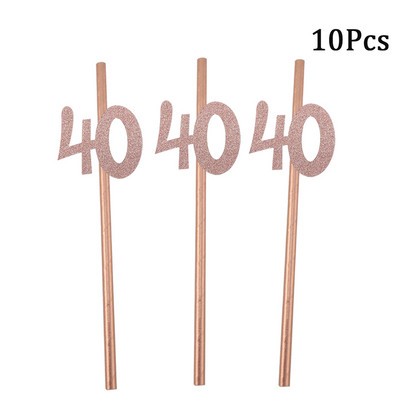 1 maisiņš Zelta svītru papīra salmiņi 30. numurs 40. 50. 60. vērtnes glāzes pieaugušajiem, daudz laimes dzimšanas dienā dzērienu salmiņi balonu ballītes dekorācija