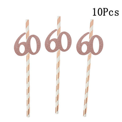 1 maisiņš Zelta svītru papīra salmiņi 30. numurs 40. 50. 60. vērtnes glāzes pieaugušajiem, daudz laimes dzimšanas dienā dzērienu salmiņi balonu ballītes dekorācija