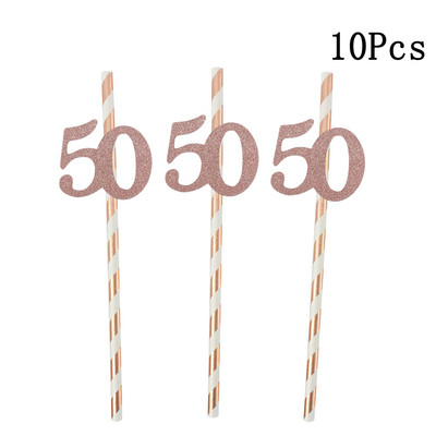 1 maisiņš Zelta svītru papīra salmiņi 30. numurs 40. 50. 60. vērtnes glāzes pieaugušajiem, daudz laimes dzimšanas dienā dzērienu salmiņi balonu ballītes dekorācija