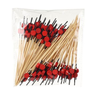 100 vnt. 12 cm medinis dantų krapštukas spalvingas kokteilių maistas iešmo rinktukai vaisių užkandžių bambuko šakutė vestuvių vakarėliui namų reikmenys