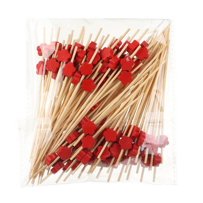 100 vnt. 12 cm medinis dantų krapštukas spalvingas kokteilių maistas iešmo rinktukai vaisių užkandžių bambuko šakutė vestuvių vakarėliui namų reikmenys