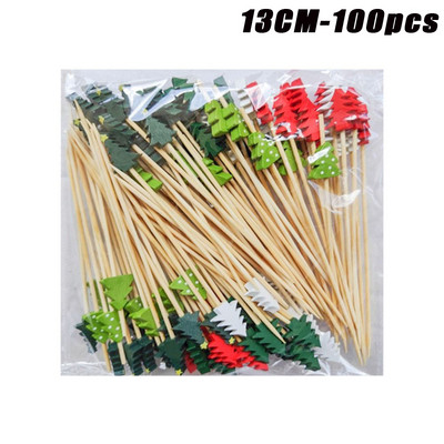 100 vnt. 12 cm medinis dantų krapštukas spalvingas kokteilių maistas iešmo rinktukai vaisių užkandžių bambuko šakutė vestuvių vakarėliui namų reikmenys