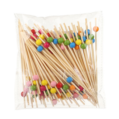 100 vnt. 12 cm medinis dantų krapštukas spalvingas kokteilių maistas iešmo rinktukai vaisių užkandžių bambuko šakutė vestuvių vakarėliui namų reikmenys