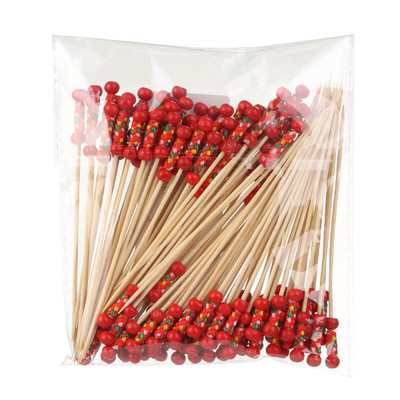 100 vnt. 12 cm medinis dantų krapštukas spalvingas kokteilių maistas iešmo rinktukai vaisių užkandžių bambuko šakutė vestuvių vakarėliui namų reikmenys