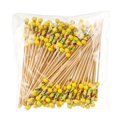 100 vnt. 12 cm medinis dantų krapštukas spalvingas kokteilių maistas iešmo rinktukai vaisių užkandžių bambuko šakutė vestuvių vakarėliui namų reikmenys