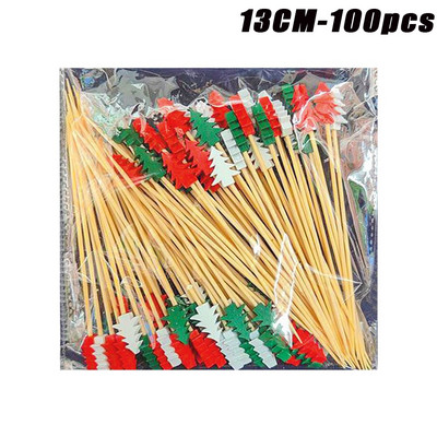 100 vnt. 12 cm medinis dantų krapštukas spalvingas kokteilių maistas iešmo rinktukai vaisių užkandžių bambuko šakutė vestuvių vakarėliui namų reikmenys