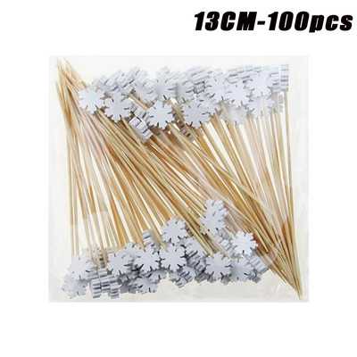 100 vnt. 12 cm medinis dantų krapštukas spalvingas kokteilių maistas iešmo rinktukai vaisių užkandžių bambuko šakutė vestuvių vakarėliui namų reikmenys