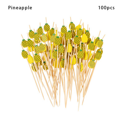 100 vnt. 12 cm medinis dantų krapštukas spalvingas kokteilių maistas iešmo rinktukai vaisių užkandžių bambuko šakutė vestuvių vakarėliui namų reikmenys