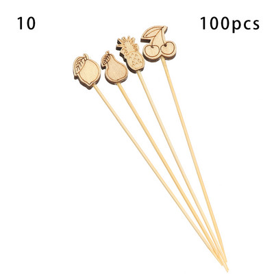 100 vnt. 12 cm medinis dantų krapštukas spalvingas kokteilių maistas iešmo rinktukai vaisių užkandžių bambuko šakutė vestuvių vakarėliui namų reikmenys