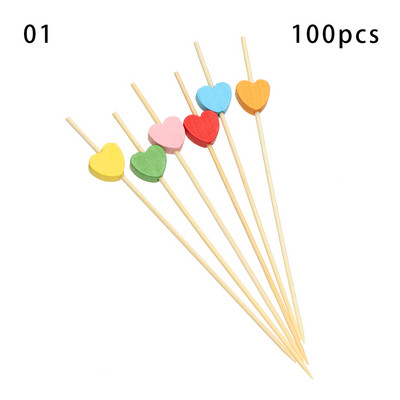 100 vnt. 12 cm medinis dantų krapštukas spalvingas kokteilių maistas iešmo rinktukai vaisių užkandžių bambuko šakutė vestuvių vakarėliui namų reikmenys