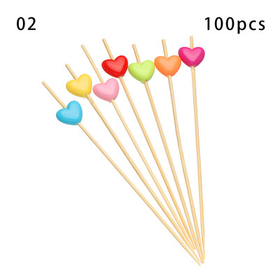 100 vnt. 12 cm medinis dantų krapštukas spalvingas kokteilių maistas iešmo rinktukai vaisių užkandžių bambuko šakutė vestuvių vakarėliui namų reikmenys