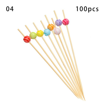 100 vnt. 12 cm medinis dantų krapštukas spalvingas kokteilių maistas iešmo rinktukai vaisių užkandžių bambuko šakutė vestuvių vakarėliui namų reikmenys