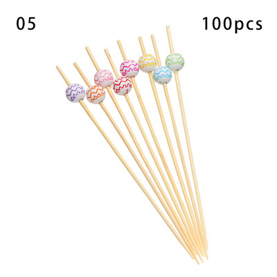 100 vnt. 12 cm medinis dantų krapštukas spalvingas kokteilių maistas iešmo rinktukai vaisių užkandžių bambuko šakutė vestuvių vakarėliui namų reikmenys