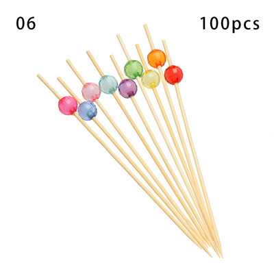 100 vnt. 12 cm medinis dantų krapštukas spalvingas kokteilių maistas iešmo rinktukai vaisių užkandžių bambuko šakutė vestuvių vakarėliui namų reikmenys