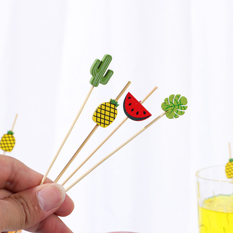 100 vnt. 12 cm medinis dantų krapštukas spalvingas kokteilių maistas iešmo rinktukai vaisių užkandžių bambuko šakutė vestuvių vakarėliui namų reikmenys