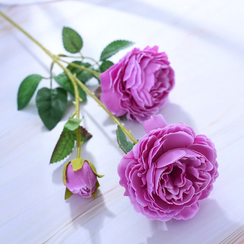 Изкуствено цвете в европейски стил 3 цветя копринен божур роза украса цвете банкет украса 1