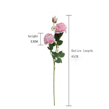 Τεχνητό λουλούδι ευρωπαϊκού τύπου 3 λουλούδια διακόσμηση τριαντάφυλλου από μετάξι παιωνία Διακόσμηση συμποσίου λουλουδιών 1