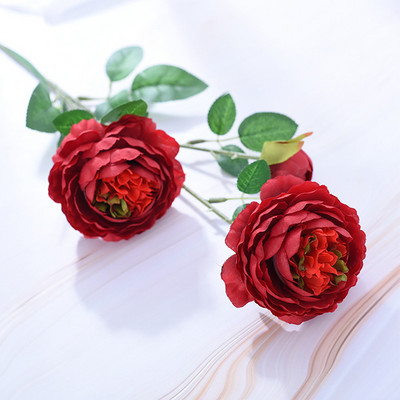 Eiropas stila mākslīgais zieds 3 ziedi zīda peonijas rožu dekors ziedu banketu dekors 1