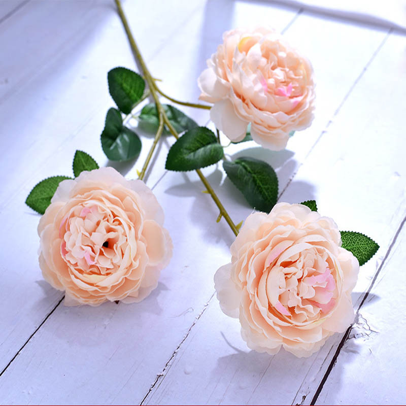 Eiropas stila mākslīgais zieds 3 ziedi zīda peonijas rožu dekors ziedu banketu dekors 1
