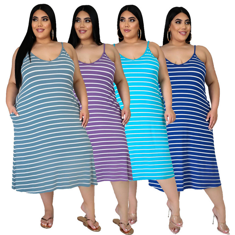 Liela izmēra sieviešu apģērbs, svītrains apdrukas siksna, brīva sieviešu gara kleita, modes ikdienas lielizmēra 3xl 4xl 5xl 6xl