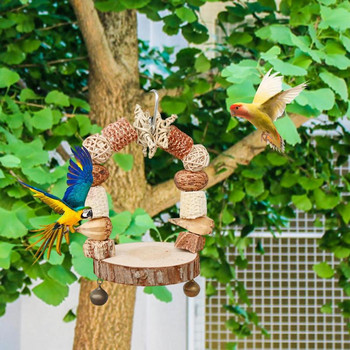 Parrot Swing Chew Toys Αξεσουάρ κλουβιού πουλιών Κρεμάστρες Μασητικά παιχνίδια Parrot Ξύλινοι μπλοκ για Finch Cockatiel Lovebirds Small