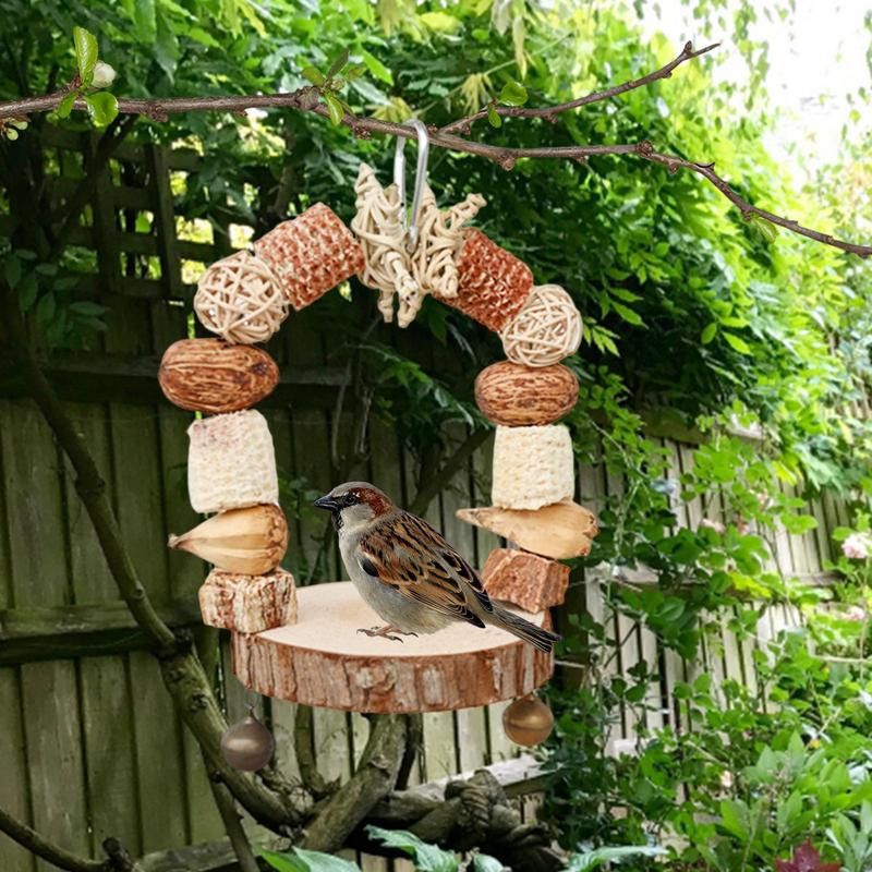 Papagaiļa šūpoles košļājamās rotaļlietas Putnu būru aksesuāri Iekari Košļājamās rotaļlietas Papagaiļa koka klucīši žubītei Cockatiel Lovebirds Small