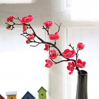 Изкуствено цвете Cherry Spring Plum Peach Blossom Branch 60cm Silk Flower Tree Flower Bud For Wedding Party Decors
