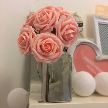 Στολισμός Γάμου 11 Χρώματα 10 Κεφάλια 8 εκ. Τεχνητά λουλούδια τριαντάφυλλο Μπουκέτο νύφης γάμου PE αφρός DIY Διακόσμηση σπιτιού Ροζ λουλούδια