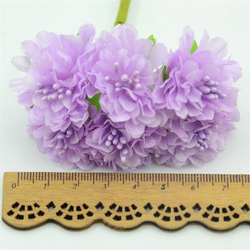 6/60 τμχ Φτηνό μπουκέτο τεχνητά μεταξωτά λουλούδια για διακόσμηση γαμήλιου σπιτιού στον κήπο DIY Scrapbooking Χειροποίητη χειροτεχνία ψεύτικο λουλούδι