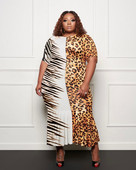 2021. gada pavasaris un vasara, jauna modes temperamenta liela izmēra leoparda šuvju seksīga ikdienas modes lielizmēra sieviešu kleita